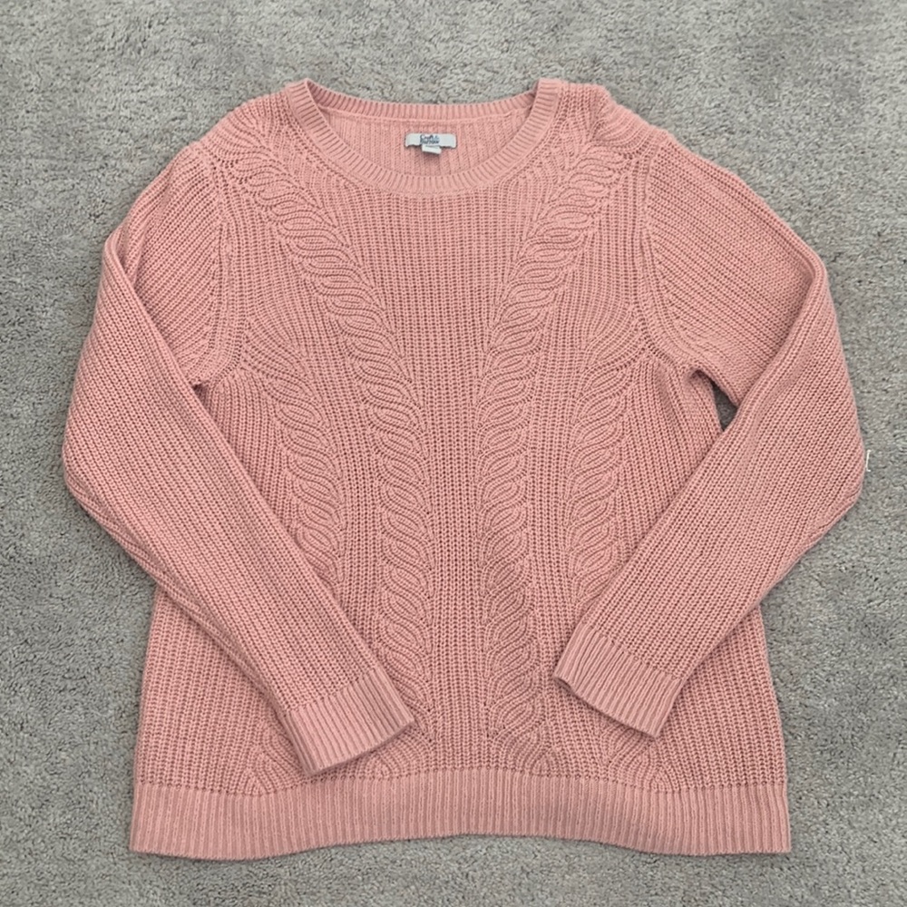Light Pink Cable Knit Sweater Size L